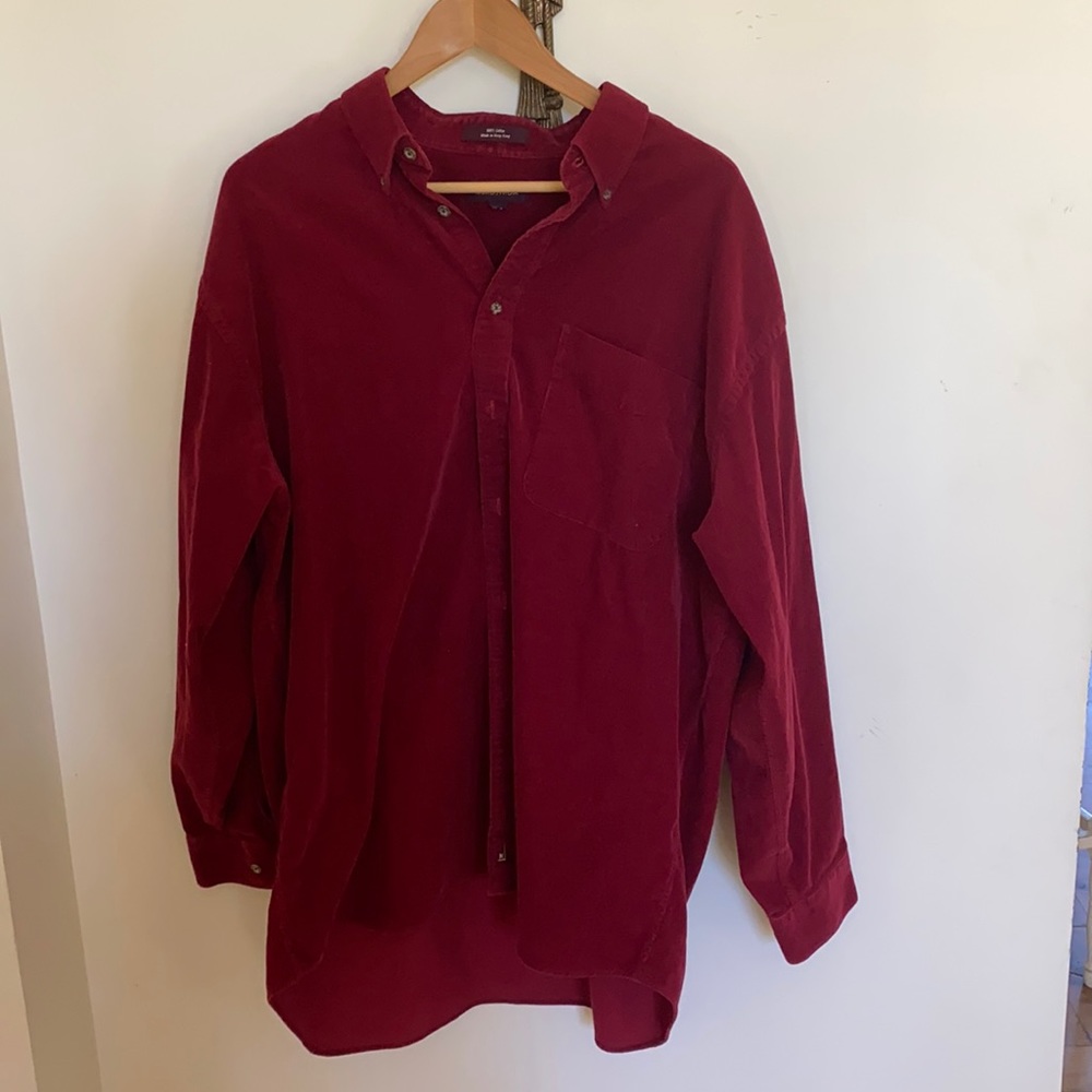 Red Nordstrom corduroy XL button up 100% cotton